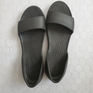 Crocs Lina D'Orsay Black Sandal Flat Shoe Open Toe